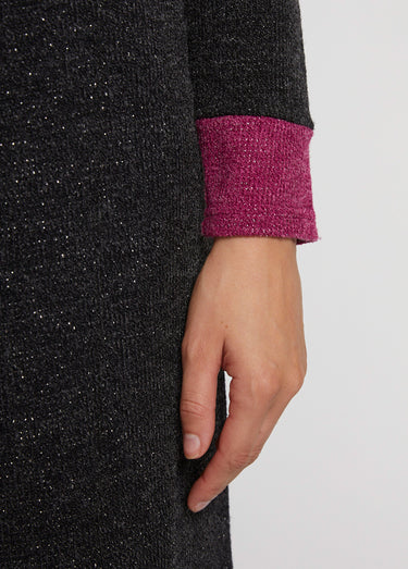 Robe courte droite maille chaude col rond Fond Noir