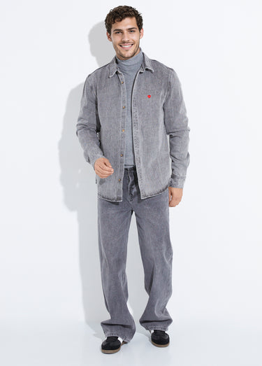 Chemise en denim épais délavé Gris