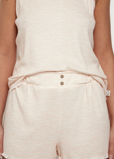 Pyjama débardeur et short, fines côtes Rose
