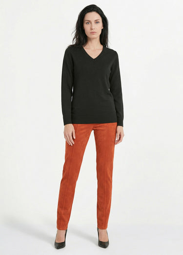 Pull doux col V manches longues Noir