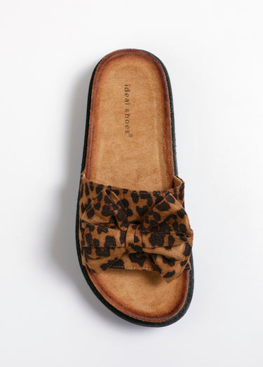 Mules suédine anatomiques nœud fantaisie Leopard