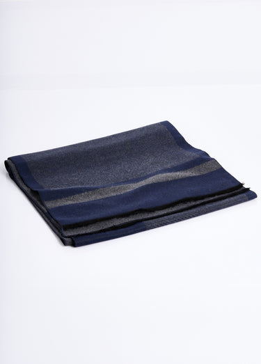 Echarpe motifs bicolores petites franges Bleu