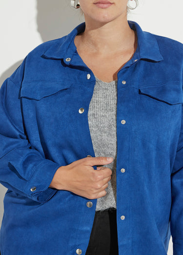 Surchemise en suédine poches poitrine Bleu Vif