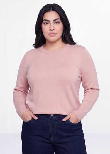 Pull doux col rond manches longues Rose