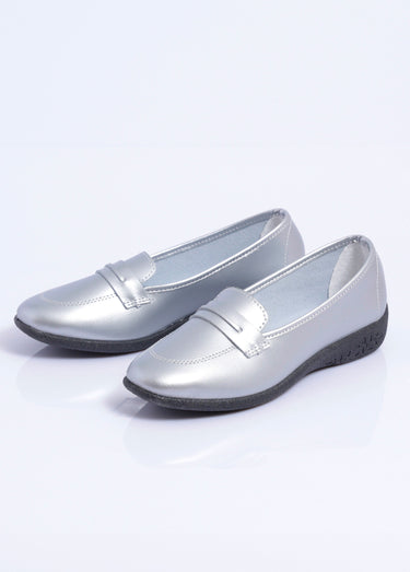 Mocassins compensés souples cuir irrisé Argent