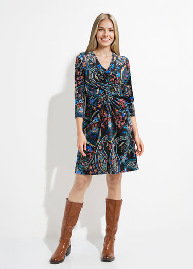 Robe courte en velours imprimé cachemire Noir Imprime
