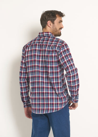 Chemise chaude en flanelle avec carreaux Carreaux Bleu/Rouge