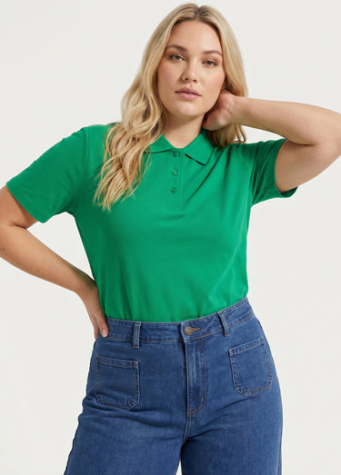 T-shirt maille piquée coton col polo Menthe