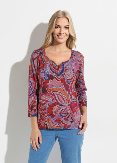 T-shirt court manches 3/4 imprimé façon cachemire Imprime/Rose