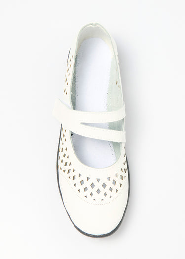 Ballerines babies cuir largeur confort Blanc