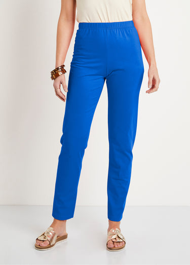 Legging coton stretch taille élastiquée Bleu