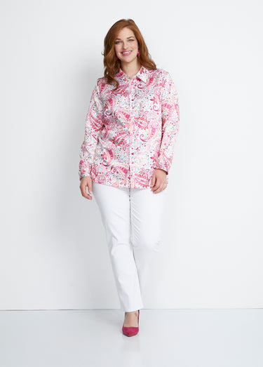 Chemisier long droit boutonné en satin Imp Rose
