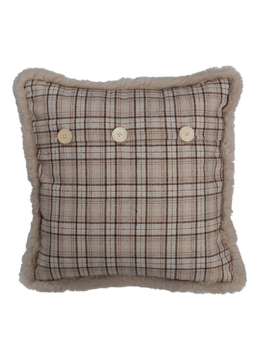 Coussin déco à carreaux avec franges Carreaux Gris