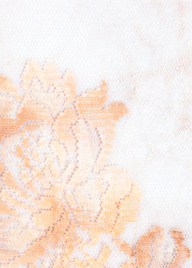 Coupon tissu, dentelle sur tulle Orange