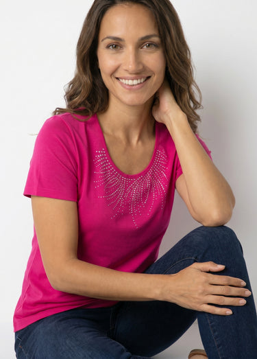 T-shirt court manches courtes Fuchsia