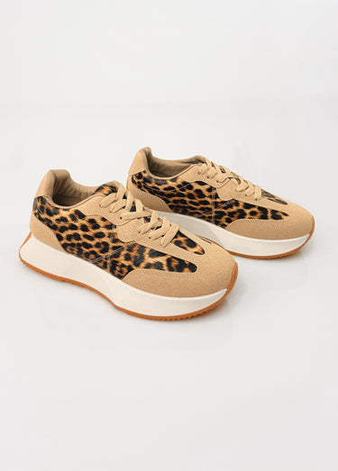 Baskets style joggers multi empiècements Leopard