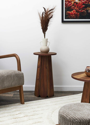 Petite sellette en bois style ethnique Marron