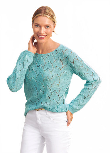 Pull maille ajourée avec fibres recyclées Aqua