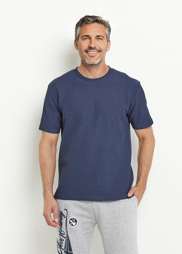 T-shirt col rond épais maille texturée Marine