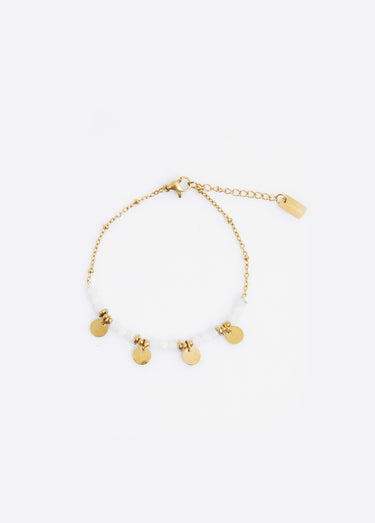Bracelet perles et breloques acier Blanc