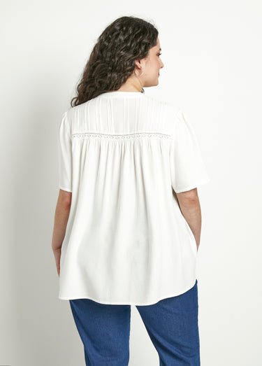 Chemiser boutonné uni ample Ecru