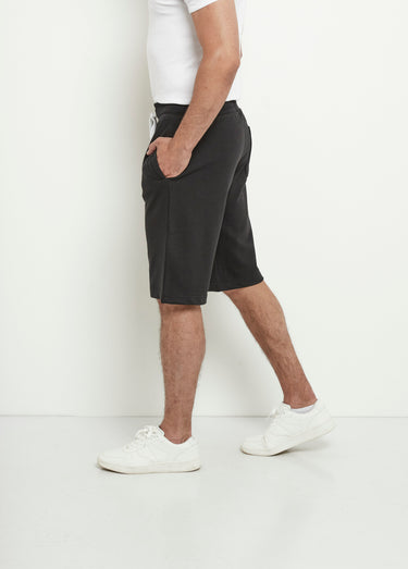 Short long en molleton avec lien à nouer Noir