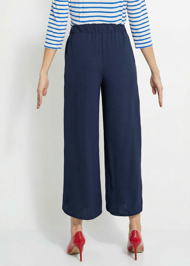Pantalon large fluide en crêpe Marine