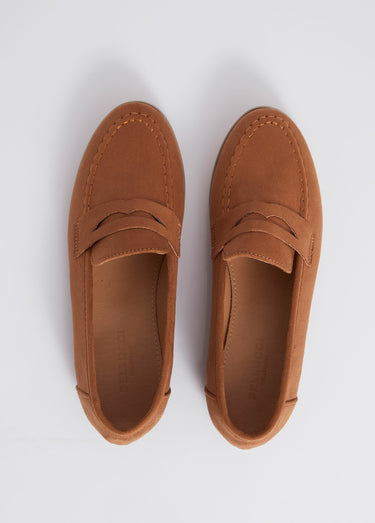 Mocassins en suédine avec bout amande Camel