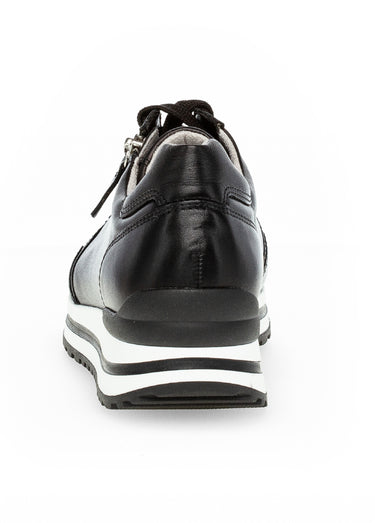 Baskets joggers compensées cuir lisse Noir