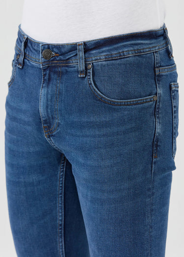 Jean 5 poches en denim, coupe fittée Bleu Denin