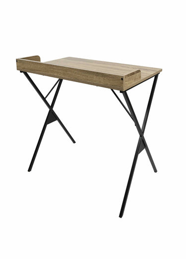 Bureau design pieds métal et bois clair Marron/Noir