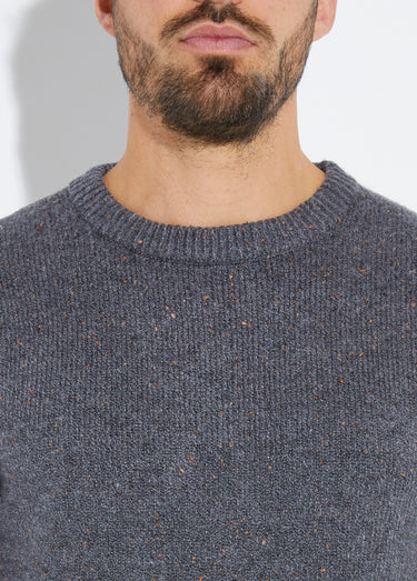 Pull maille mouchetée avec col rond Gris