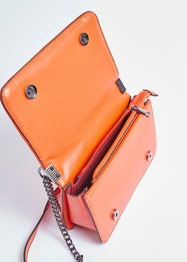 Sac pochette matelassé surpiqûres chevrons Orange