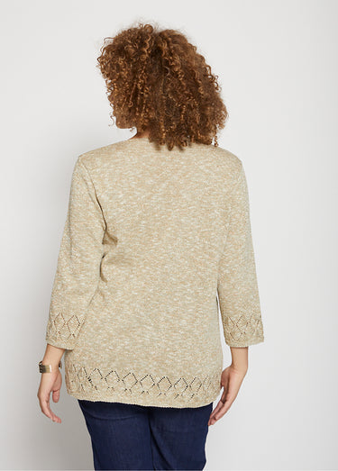 Pull maille chinée manches 3/4 Vert