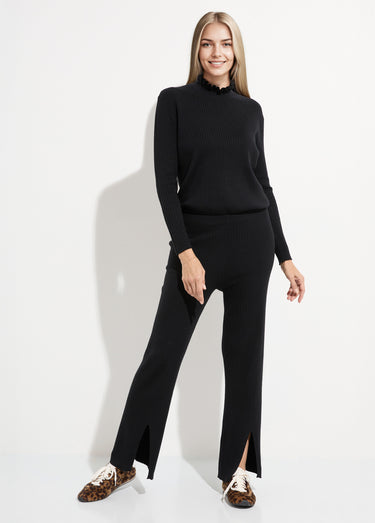 Pantalon détente en maille cotelée Noir