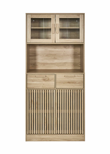 Buffet vaisselier en bois claustra Marron