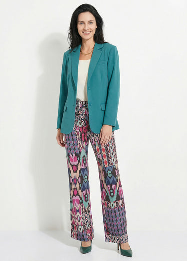 Veste blazer unie coupe droite col tailleur Vert