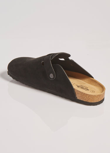 Mules en suédine avec boucle métal Noir