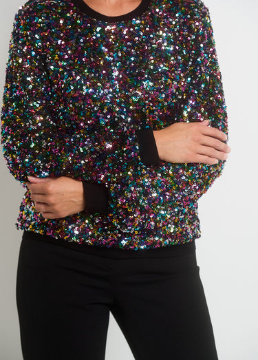 Sweat à paillettes à manches longues Multicolore