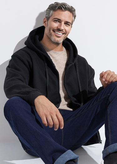 Sweat shirt zippé avec poche kangourou Noir