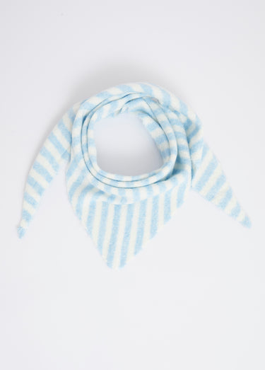Echarpe triangle rayée, avec laine Bleu
