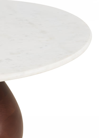 Table basse marbre et manguier HEIDE Blanc/Brun foncé
