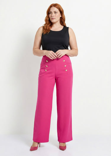 Pantalon effet pont taille élastiquée Fuchsia