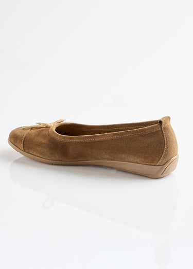 Ballerines souples largeur confort cuir velouté Camel