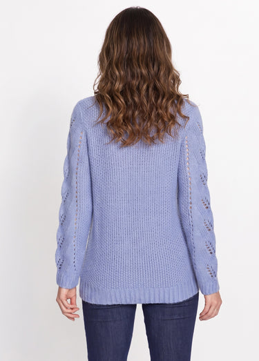 Pull doux en maille fantaisie Bleu Grise