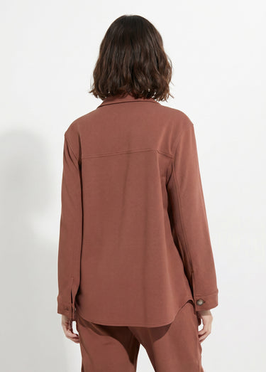 Surchemise boutonnée maille crêpe unie Marron