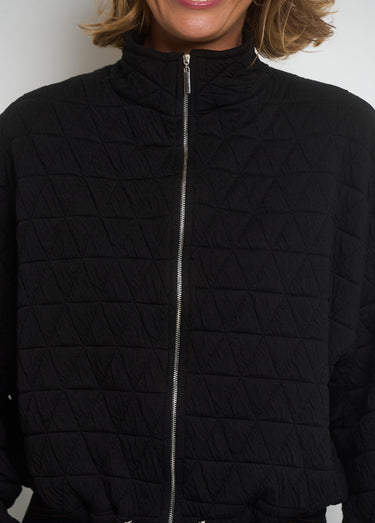 Veste zippée matelassée avec col montant Noir