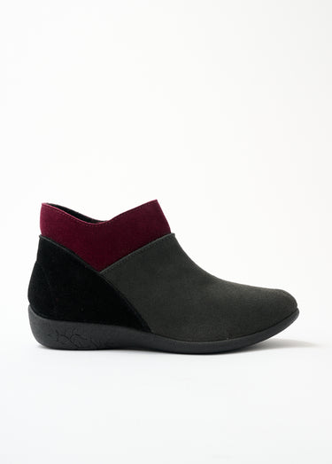 Boots zippées largeur confort cuir velours Gris/Prune