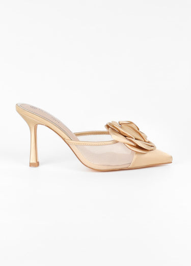 Mules chic fleur tissu Dore