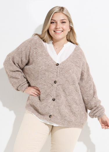 Gilet chaud maille mousseuse avec laine Beige